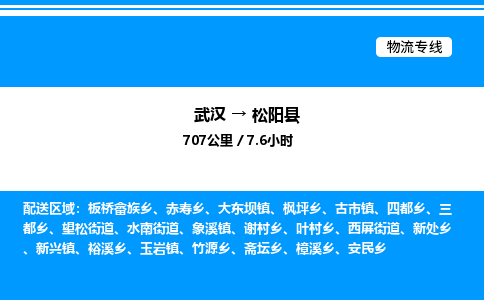 武漢到松陽縣物流專線-武漢至松陽縣貨運公司