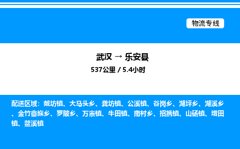 武漢到樂安縣物流專線-武漢至樂安縣貨運公司