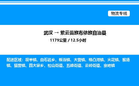 武漢到紫云縣物流專線-武漢至紫云縣貨運公司