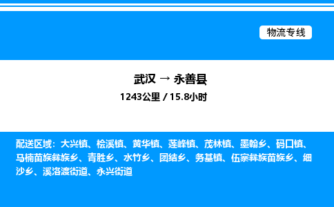 武漢到永善縣物流專線-武漢至永善縣貨運公司