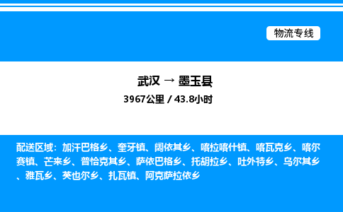 武漢到墨玉縣物流專線-武漢至墨玉縣貨運(yùn)公司
