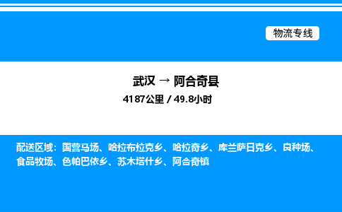 武漢到阿合奇縣物流專線-武漢至阿合奇縣貨運公司